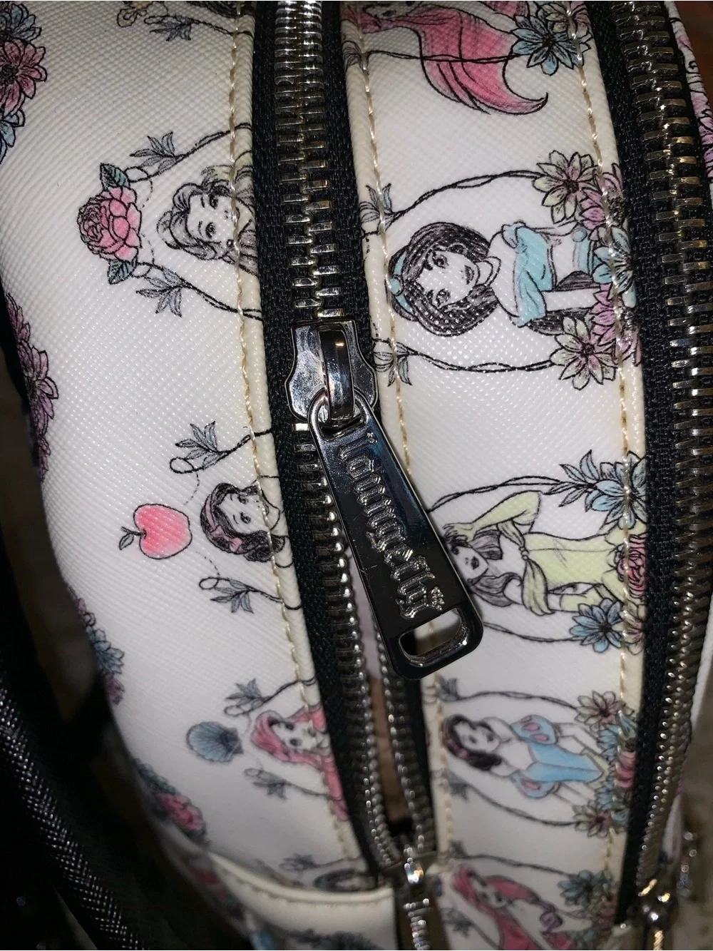 Loungefly White Disney Princess Pattern Mini Backpack